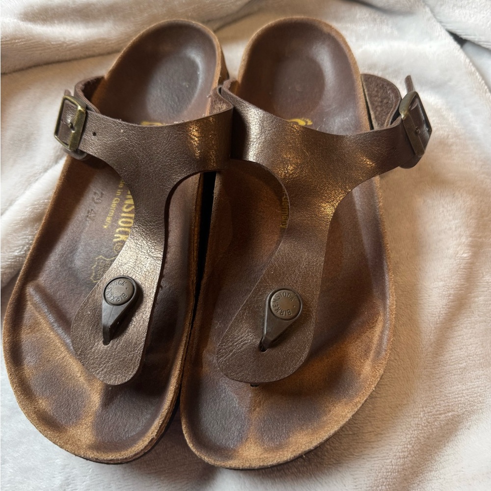 Birkenstock Dark Brown Leather Sandals. #6 6/2